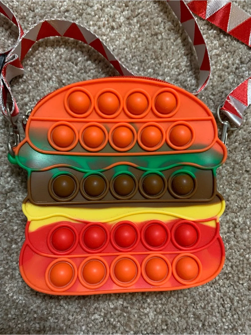 Hamburger Burger Bubble Sensory Fidget Pop-It Kids Crossbody Bag Purse